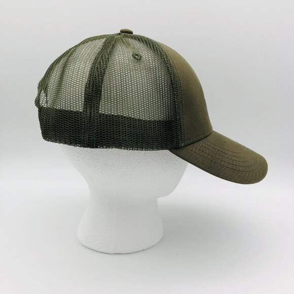 Cat Trucker Cap Olive Green Mesh Snapback One Size - Picture 4 of 5